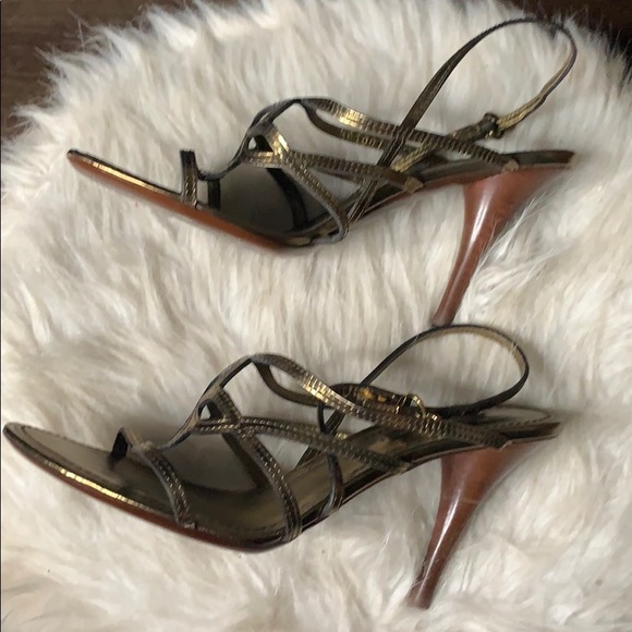 Almost new Strappy gold Louis Vuitton Wood Heels - Picture 3 of 7